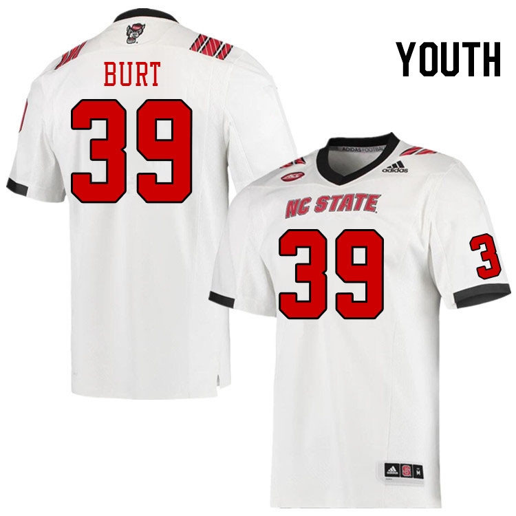 Youth #39 Foster Burt North Carolina State Wolfpacks College Football Jerseys Stitched-White - Click Image to Close